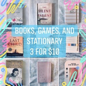 All books, stationary and games- 3 for $10